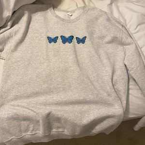 Light Grey Butterfly Crewneck